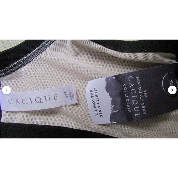 Cacique Seriously Sexy Lightly Lined Balconette Bra 42F Lipstick Black Lace - Picture 9 of 9